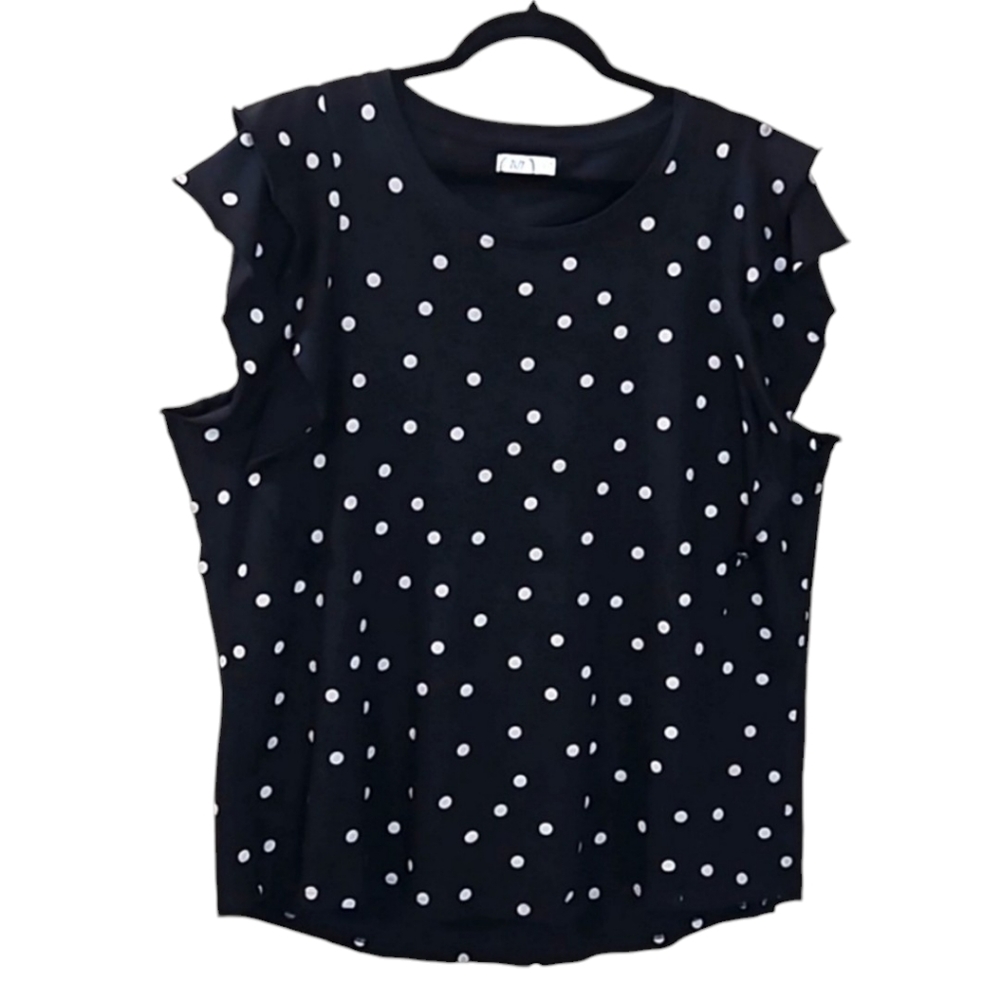 Maurices 24/7 Polka Dot Casual Flutter Sleeve Knit Top Size 0X